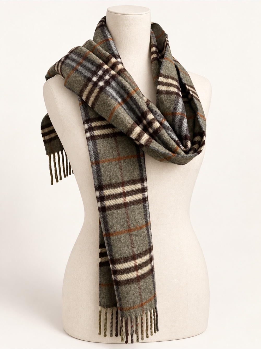 Vintage Burberrys of London Lambswool Plaid Scarf Made in England
